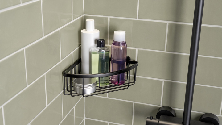 Підставка для душу TESA ALUXX кутова самоклеюча Чорна (405050000000) - зображення 2