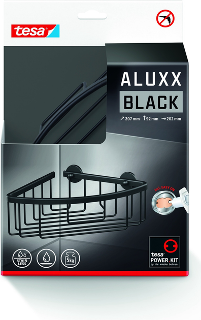 Підставка для душу TESA ALUXX кутова самоклеюча Чорна (405050000000) - зображення 14