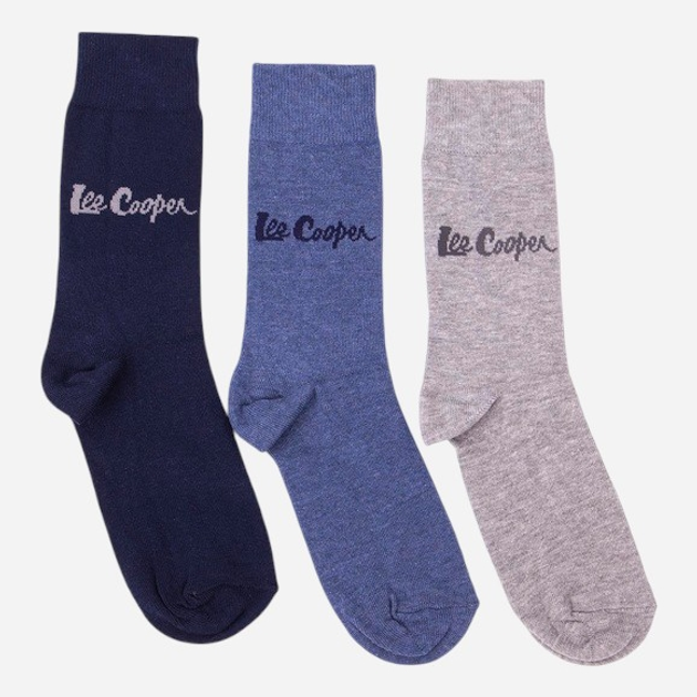 Набір чоловічих шкарпеток високих бавовняних Lee Cooper Anksocks 728 Синій/Сірий (5906598069311) - зображення 1