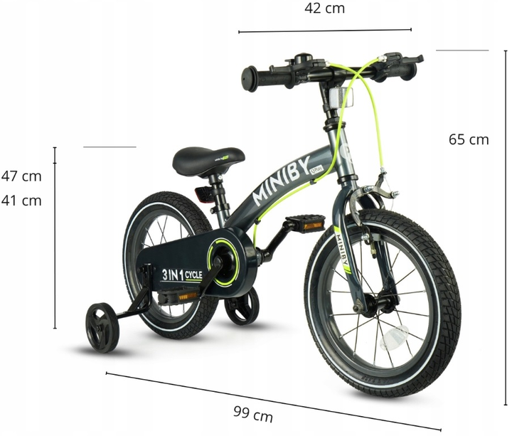 Rowerek dziecięcy - Rowerek biegowy Qplay Miniby 3w1 14" Szary (5061047481561) - obraz 6