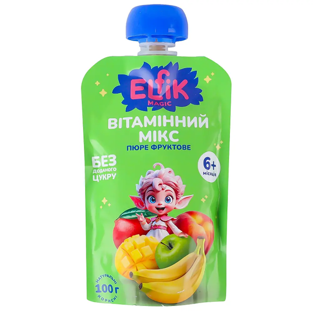 Пюре фруктовое Elfik Magic Витаминный микс дой-пак 100 г - Фото 1 Пюре фруктовое Elfik Magic Витаминный микс дой-пак 100 г - изображение 1