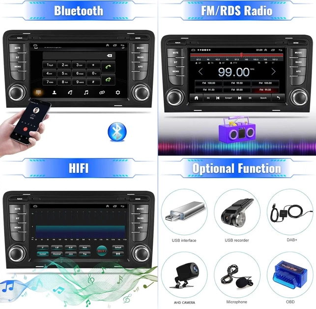 Штатная автомагнитола CAMECHO для Audi A3 S3 RS3 8P 8V/7" / Сенсорная / 2/64Гб / Android 13 / Apple CarPlay / Android Auto / Bluetooth / WI-FI / GPS / USB Б/В b1 - Фото 5 Штатная автомагнитола CAMECHO для Audi A3 S3 RS3 8P 8V/7" / Сенсорная / 2/64Гб / Android 13 / Apple CarPlay / Android Auto / Bluetooth / WI-FI / GPS / USB Б/В b1 - изображение 5