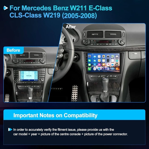 Штатная автомагнитола CAMECHO для Mercedes Benz W211 E-Class CLS-Class W219 (2005-2008) / 9" / Bluetooth / WI-FI / GPS / USB Б/В b1 - изображение 2