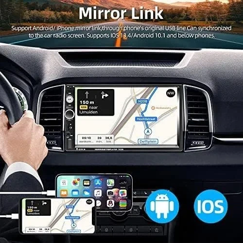 Автомагнитола Podofo / 7" / Сенсорная / Bluetooth / USB / AUX / FM / TF slot / 2DIN 100618897 b4 - изображение 2