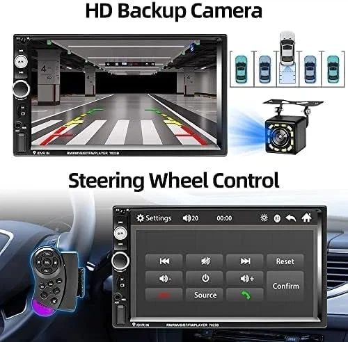 Автомагнитола Podofo / 7" / Сенсорная / Bluetooth / USB / AUX / FM / TF slot / 2DIN 100618897 b4 - изображение 5