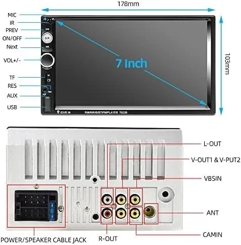 Автомагнитола Podofo / 7" / Сенсорная / Bluetooth / USB / AUX / FM / TF slot / 2DIN 100618897 b4 - изображение 6