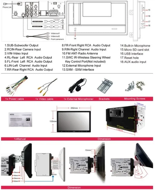 Автомагнитола ATOTO F7 PE F7G210PE / 10.1" / Сенсорная / Linux / Apple CarPlay / Android Auto / Bluetooth / WI-FI / GPS / USB / AUX / microSD slot / 2DIN Б/В b1 - изображение 5