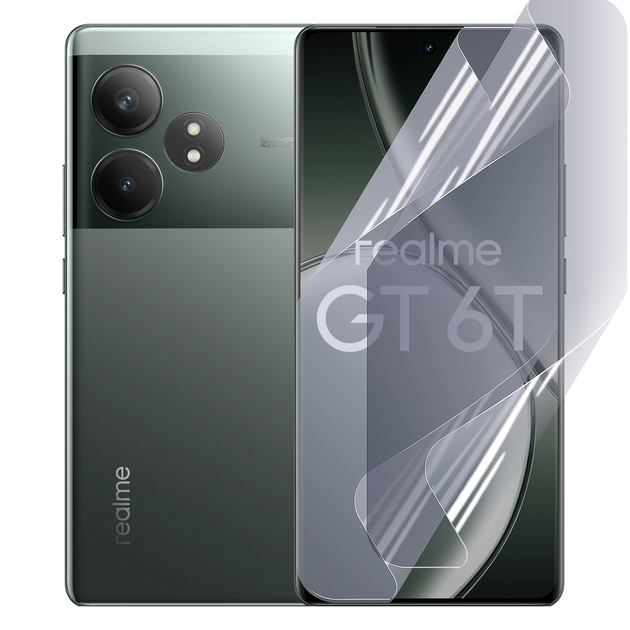 Плёнка гидрогелевая для Realme GT 6T 5G глянцевая противоударная прозрачная - Фото 1 Плёнка гидрогелевая для Realme GT 6T 5G глянцевая противоударная прозрачная - изображение 1
