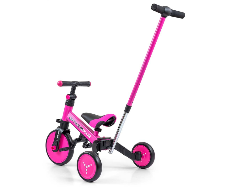 Rowerek trójkołowy Milly Mally Optimus Plus 4w1 różowy 5304 (5901761128512) - obraz 2