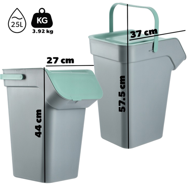 Набір контейнерів для сміття Kadax 25 л х 4 шт (5903699492857) - зображення 3