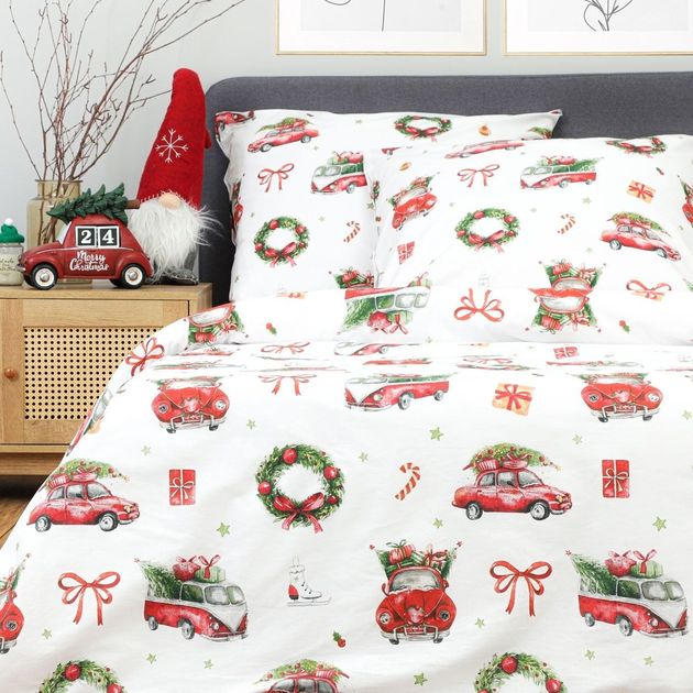 Комплект постільної білизни Homla Holly Jolly Arco Підковдра 220 x 200 см + 2 наволочки 70 x 80 см бавовняний в автомобілі Білий (5904183830124) - зображення 4