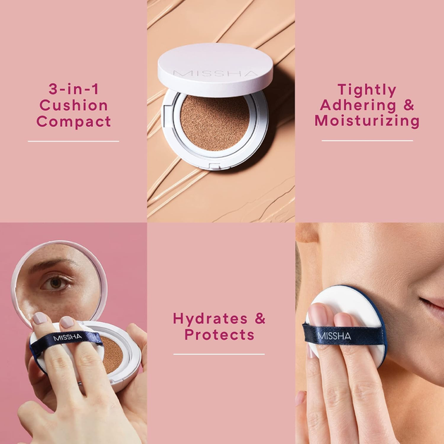 Тональний крем-кушон Missha Magic Cushion Moist Up SPF50+ зволожувальний №21 Light Beige 15 г (8809581449268) - зображення 6