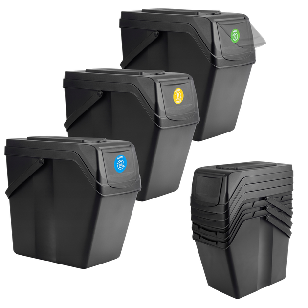 Набір контейнерів для сміття Kadax з наліпками баки 25 л × 3 шт (5903699492864) - зображення 1