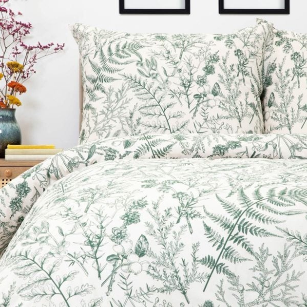 Komplet pościeli Homla Liliane Essentials Poszewka na pościel 160 x 200 cm + 2 poszewki na poduszki 70 x 80 cm z mikrofibry w liście Zielony (5906496741432) - obraz 5