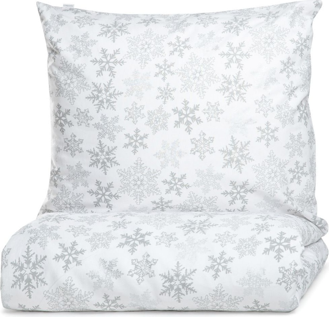 Komplet pościeli Homla Simply Scandy Lugn Poszewka na pościel 220 x 200 cm + 2 poszewki na poduszki 70 x 80 cm bawełniany w śnieżynki Biały (5902869942017) - obraz 1