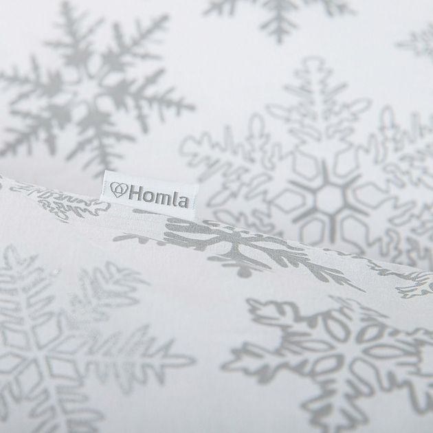 Комплект постільної білизни Homla Simply Scandy Lugn Підковдра 160 x 200 см см + 2 наволочки 70 x 80 см бавовняний в сніжинки Білий (5902869942000) - зображення 11