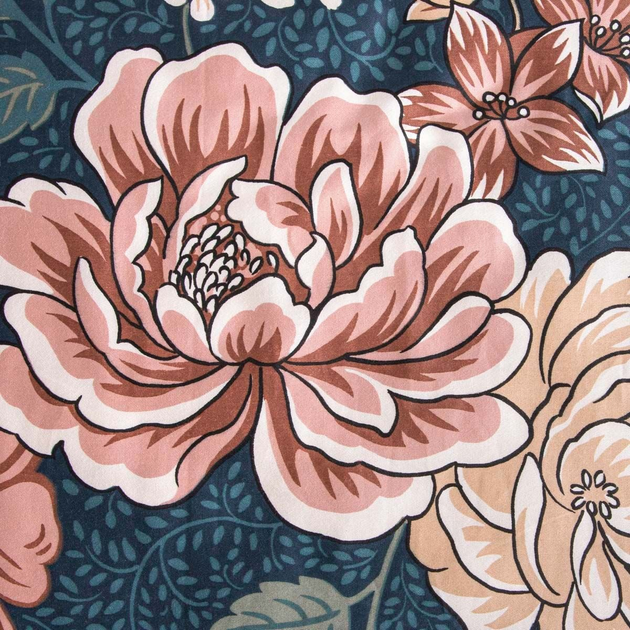 Komplet pościeli Homla Meeri Poszewka na pościel 160 x 200 cm + 2 poszewki na poduszki 70 x 80 cm satynowy w kwiaty Zielony (5906496702525) - obraz 2