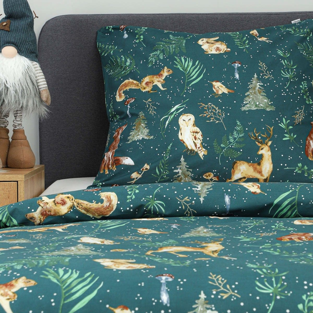 Комплект постільної білизни Homla Magic Moments Padu Підковдра 160 x 200 см + 2 наволочки 70 x 80 см бавовняний в тварини Зелений (5904183829913) - зображення 3