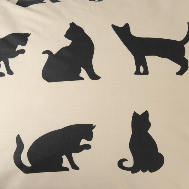 Komplet pościeli Homla Poes Poszewka na pościel 140 x 200 + 1 poszewka na poduszkę 70 x 80 cm bawełniany w koty Beżowy (5904183853765) - obraz 3