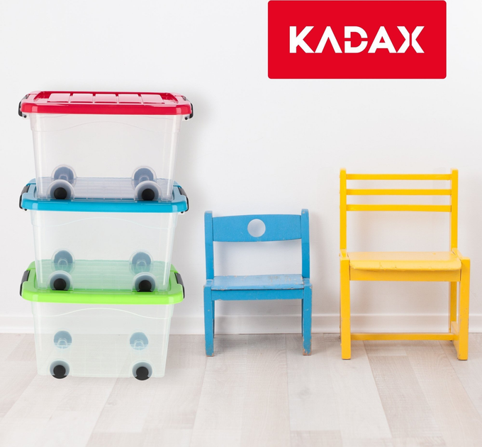Кошик-органайзер Kadax з кришкою на колесах блакитний 60 л (5903699425893) - зображення 7