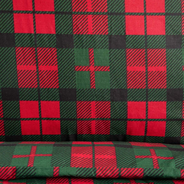 Комплект постільної білизни Homla Holly Jolly Tartan Підковдра 160 x 200 см + 2 наволочки 70 x 80 см бавовняний в клітинку Червоно-Зелений (5902869942024) - зображення 7