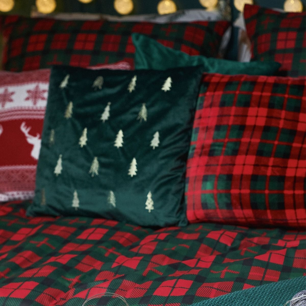 Комплект постільної білизни Homla Holly Jolly Tartan Підковдра 220 x 200 см + 2 наволочки 70 x 80 см бавовняний в клітинку Червоно-зелений (5902869942031) - зображення 3