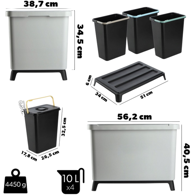 Шафа для сортування відходів Kadax 4 шт 10 л (5903699493786) - зображення 2