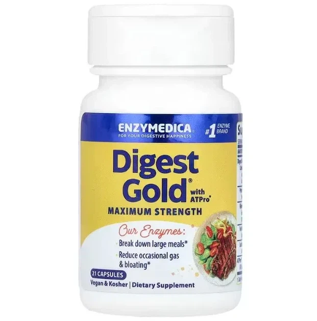 Ферменты для пищеварения Digest Gold with ATPro, Enzymedica, 21 капсула - Фото 3 Ферменты для пищеварения Digest Gold with ATPro, Enzymedica, 21 капсула - изображение 3