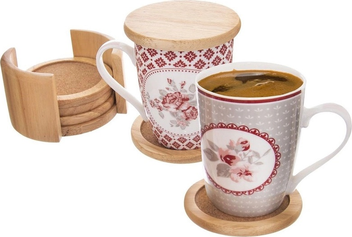 Підставки під чашки Orion дерев'яні з підставкою 6 шт (8592381157302) - зображення 6