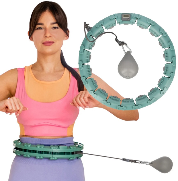 Hula-hop HMS FH03 z obciążnikiem i licznikiem Zielony (5907695551914) - obraz 7