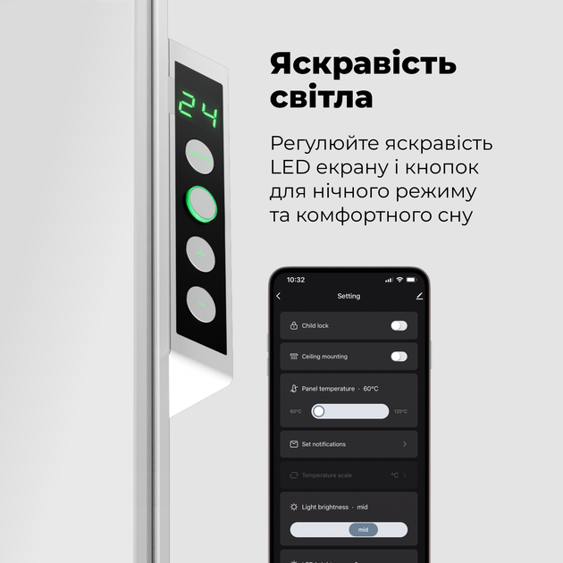 Конвектор Aeno Premium Eco Smart GH3S LED White (AGH0003S) - зображення 7