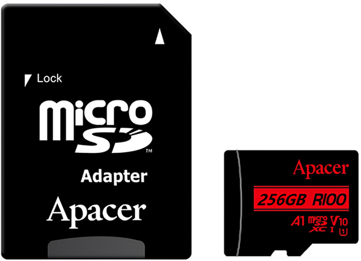 Карта памяти Apacer 256GB microSDXC class 10 UHS-I V10 A1 (AP256GMCSX10UB-R) 316467 - Фото 1 Карта памяти Apacer 256GB microSDXC class 10 UHS-I V10 A1 (AP256GMCSX10UB-R) 316467 - изображение 1
