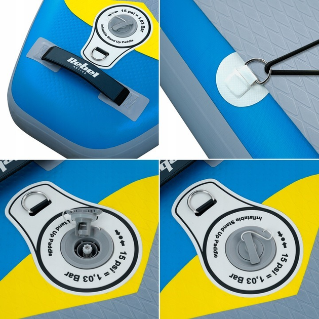 Nadmuchiwana deska SUP Rebel ACTIVE 350 x 81 x 15 cm z wiosłem, pompką i torbą do przechowywania niebieska RBA4500 (5901890120166) - obraz 11