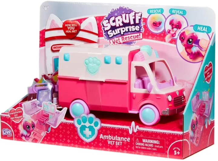 Набір іграшок Moose Toys Little Rescue Scruff-a-luvs Ambulance SCR-30182 (5713396301822) - зображення 3