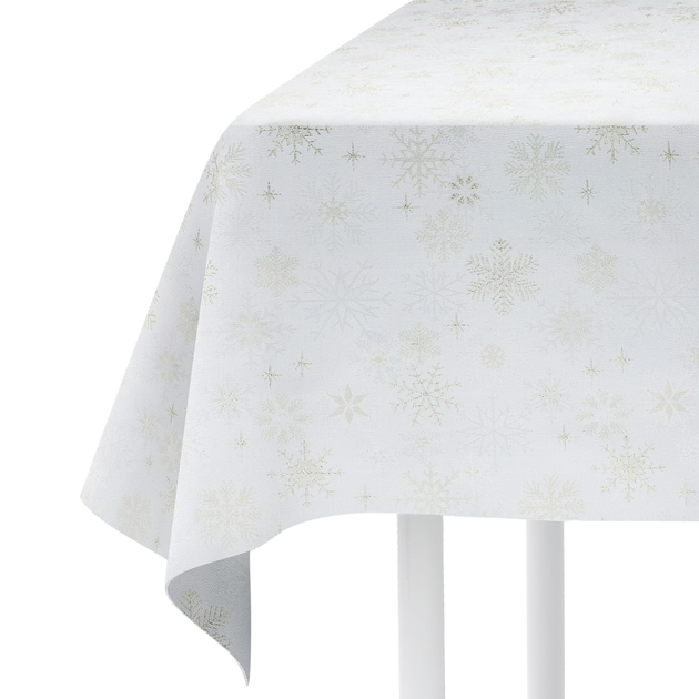 Obrus Homla Winter Glam Gold Snow w śnieżynki Biały 130 x 180 cm (5902869978795) - obraz 1