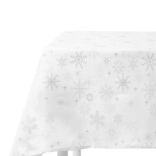 Obrus Homla Silver Snow w srebrne śnieżynki Biały 150 x 220 cm (5902869937969) - obraz 1