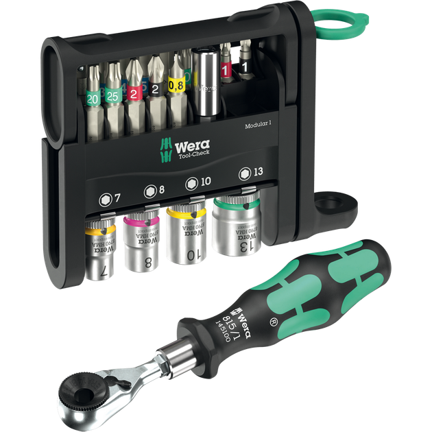 Набор бит и головок торцевых с трещеткой Wera Tool-Check Modular 1 (22 предмета) (05049000001) - Фото 2 Набор бит и головок торцевых с трещеткой Wera Tool-Check Modular 1 (22 предмета) (05049000001) - изображение 2
