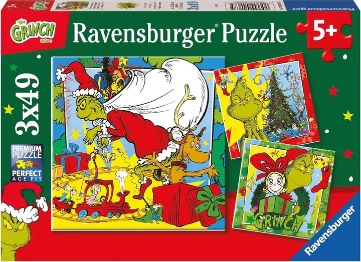 Пазл Ravensburger Disney Грінч 3 x 49 елементів 12004067 (4005555040675) - зображення 1