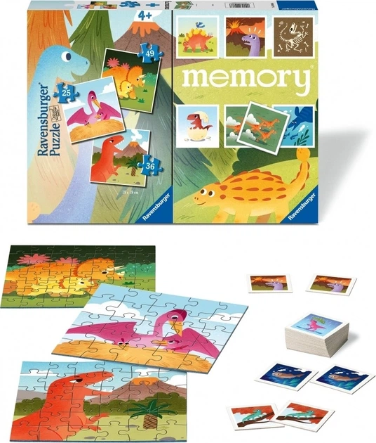 Пазл Ravensburger 3 в 1 Memory Динозаври 25/36/49 елементів 20986 (4005556209866) - зображення 3