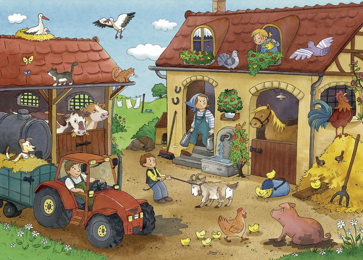 Пазл Ravensburger Робота на фермі 2 x 12 елементів 7560 (4005556075607) - зображення 2