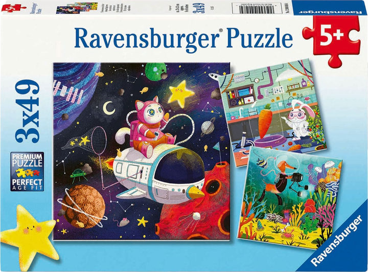 Пазл Ravensburger Діти та наука 3 x 49 елементів 12004048 (4005555040484) - зображення 1