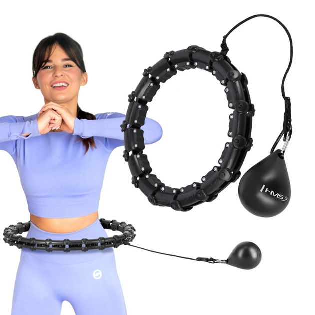Zestaw HMS Hula hop HHW02 czarny z wypustkami i obciążnikiem + pas BR163 czerwony (5907695552805) - obraz 14