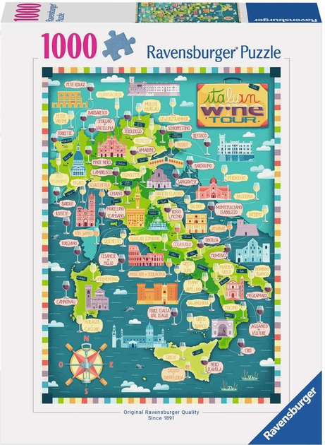 Пазл Ravensburger Карта італійських вин 1000 елементів 12001238 (4005555012382) - зображення 1