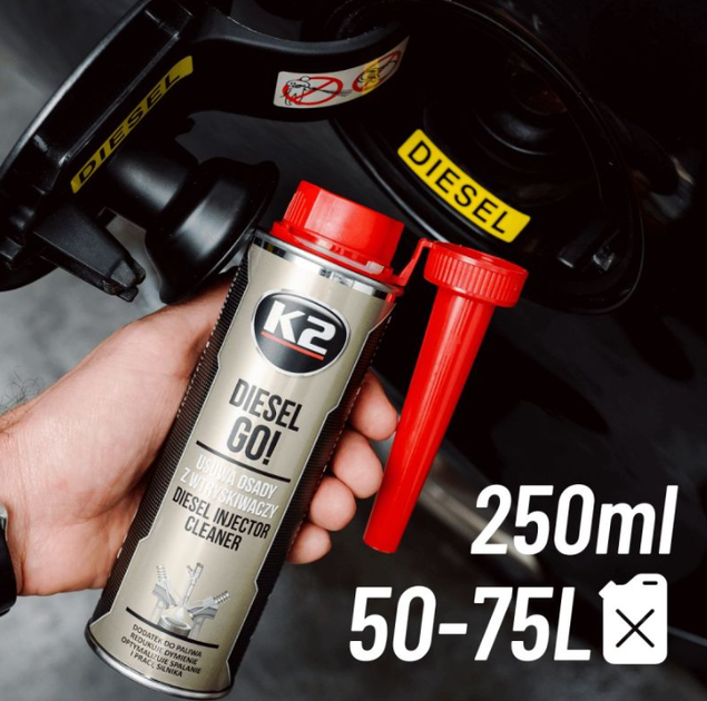 Присадка до пального K2 T321 DIESEL GO очищувач 250 мл (5906534018489) - зображення 3