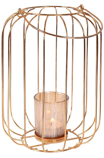 Lampion Home Styling Collection na świeczkę metalowy złoty 21.5 cm (8719987975622) - obraz 1