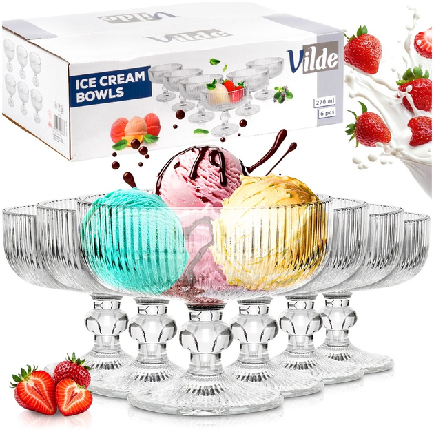 Zestaw pucharek do lodów Vilde szklany 6x270 ml (5904316496883) - obraz 4