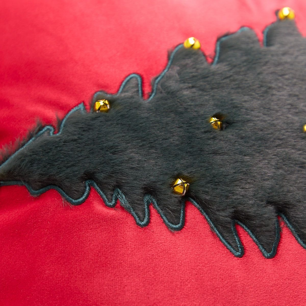 Poszewka Homla Zile z choinką i dzwoneczkami Czerwono-zielona 45 x 45 cm (5904183866260) - obraz 2