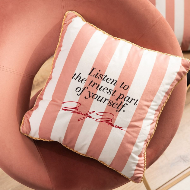 Poszewka Homla Monroe Carnival welurowa z nadrukiem w pasy Różowo-biała 45 x 45 cm (5906496723308) - obraz 7