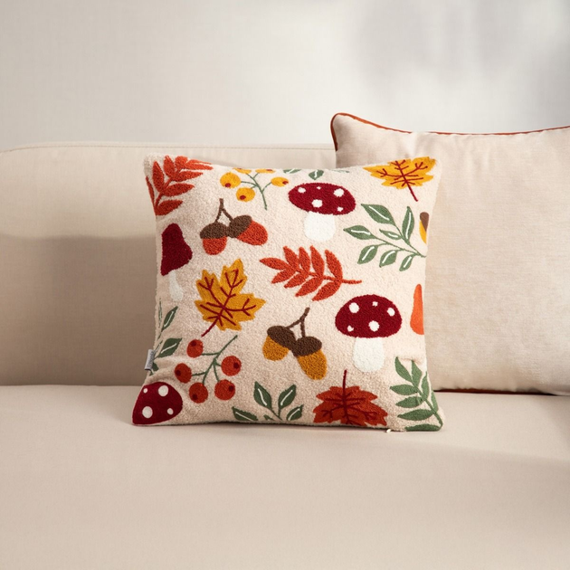 Poszewka Homla Herfs z jesiennym wyszywanym wzorem Beżowa 45 x 45 cm (5906496749070) - obraz 6