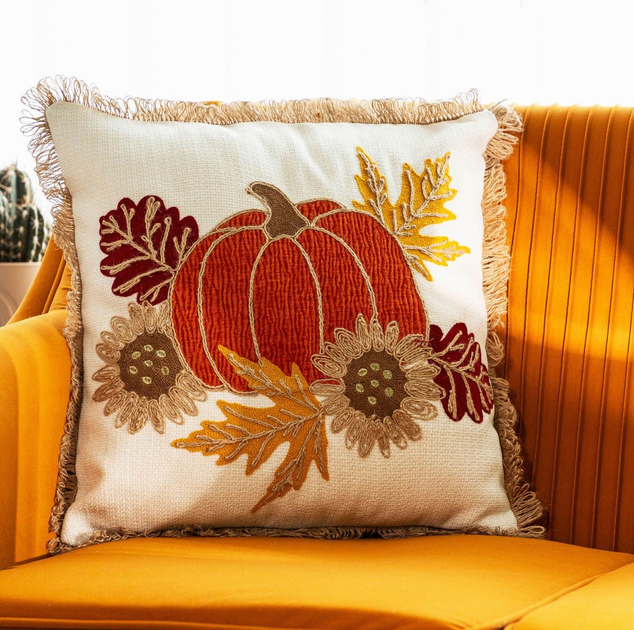 Poszewka Homla Neser z wyszywanymi dyniami Biała 45 x 45 cm (5906496704772) - obraz 8